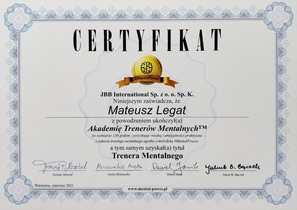 Certyfikat Hipnoterapii 3